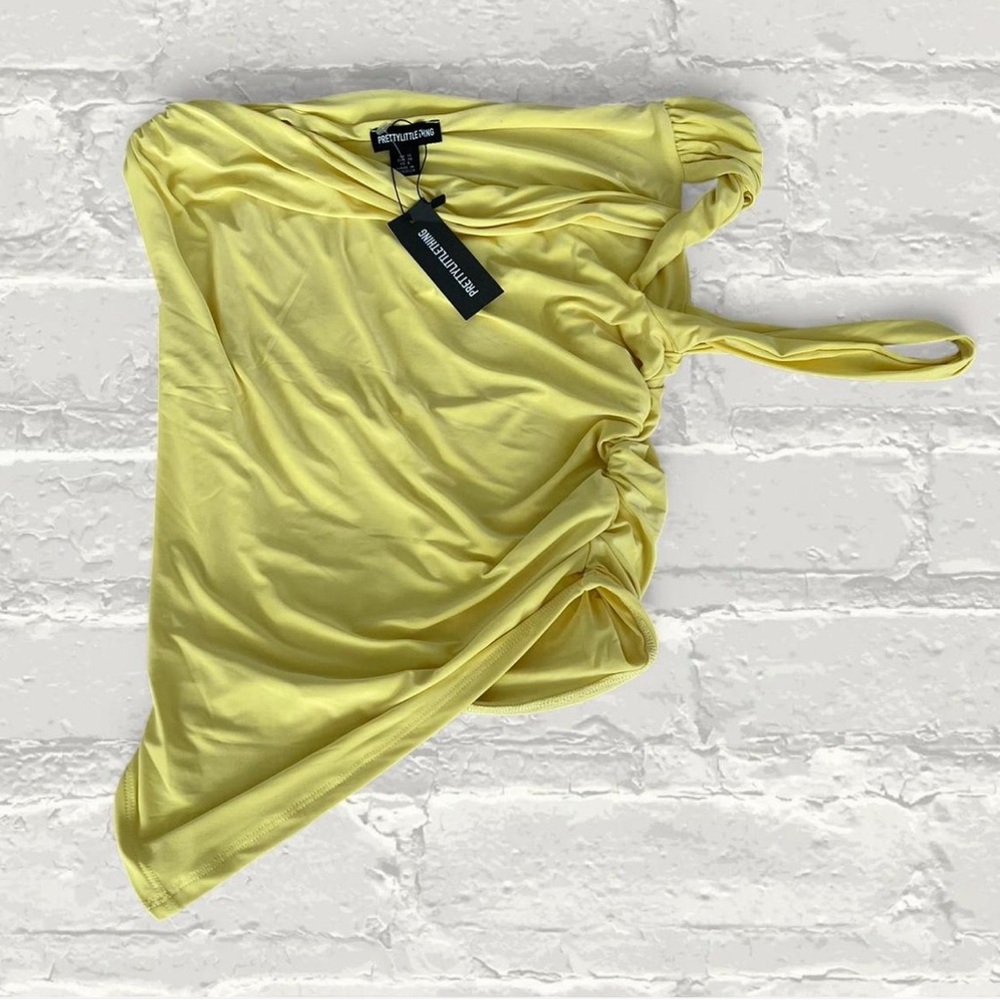 PLT Premium Yellow Double Layer Asymmetrical Twist Detail Top - Picture 5 of 7